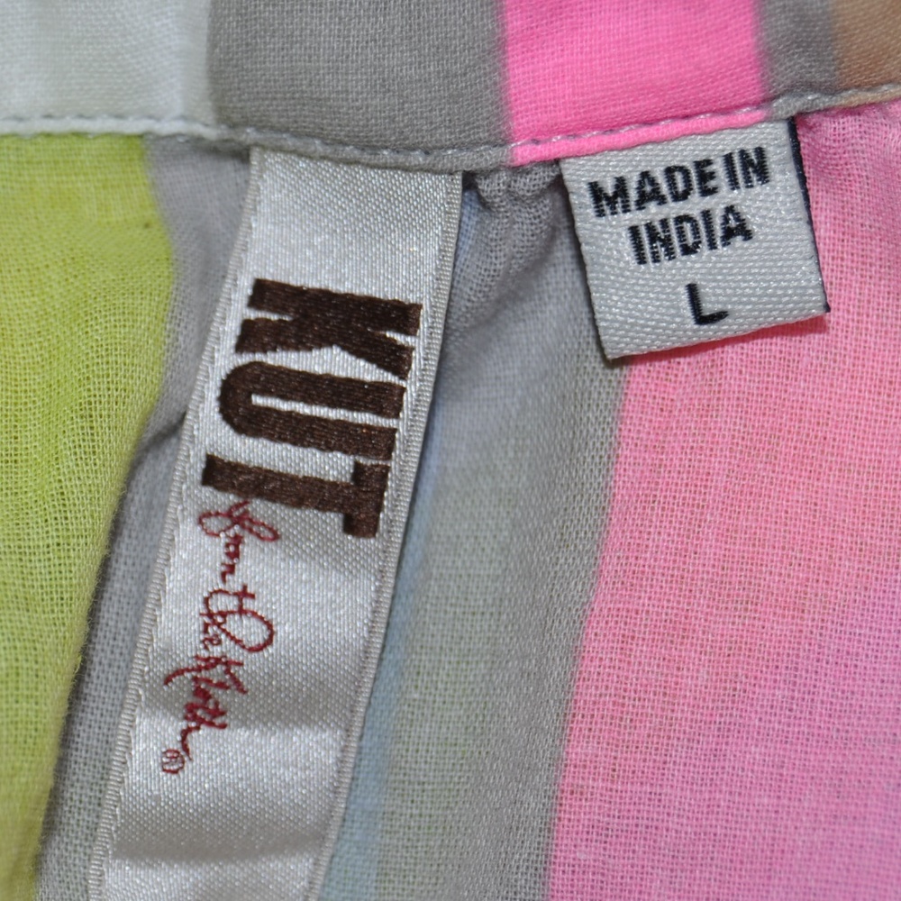 'FINAL'  KFTK Vertical Striped Short Sleeve Top C4 - Picture 6 of 8